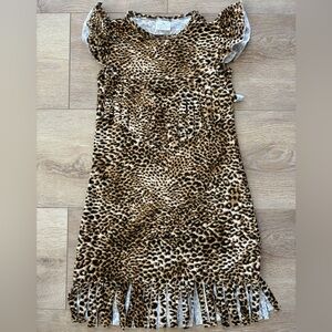 Girls SZ 5 Cheetah Leopard Print Fringe Dress